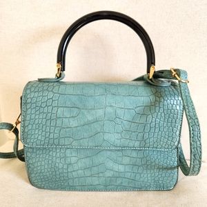 Malibu Skye teal color crossbody bag with top handle